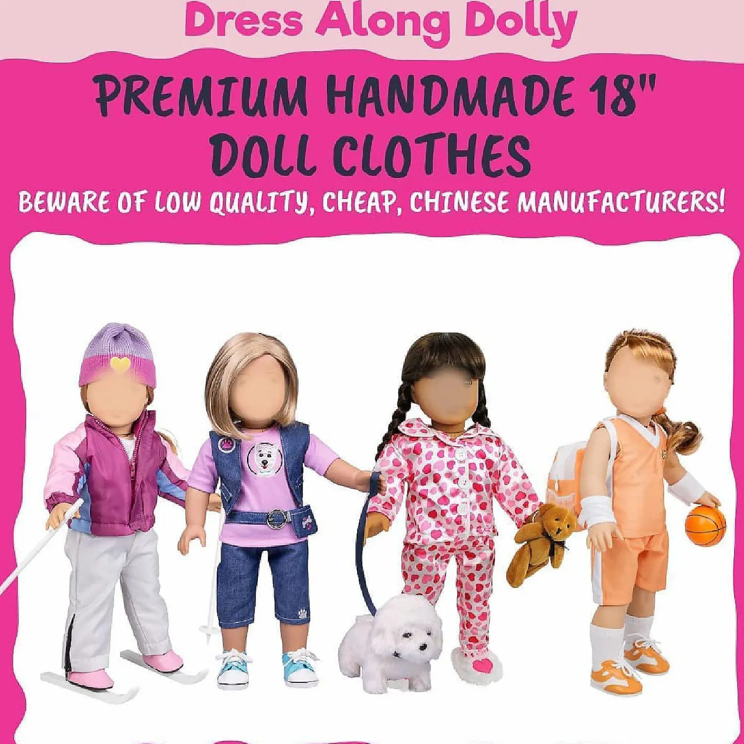dress_along_dolly_basketb_1.webp Oriental Trading Character Toys*Dress Along Dolly Basketball Uniform Outfit For American 18" Dolls (8 Pc Set) - Includes Premium Handmade Doll Clothes & Accessories - Sport Halloween Costume