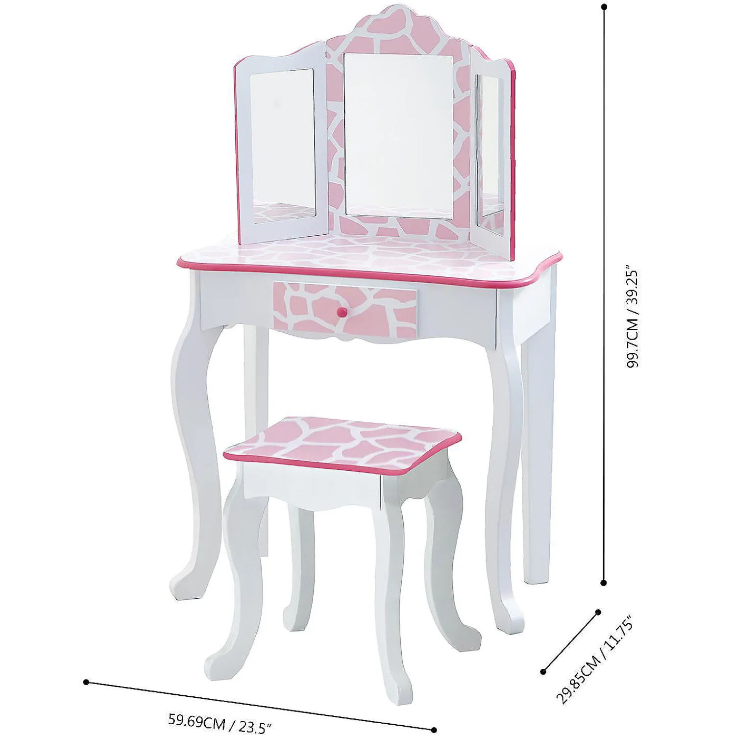 fantasy_fields__fashion_g_3.webp Oriental Trading Pretend Play*Fantasy Fields - Fashion Giraffe Prints Gisele Play Vanity Set - Pink / White