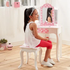 Oriental Trading Pretend Play*Fantasy Fields - Fashion Polka Dot Prints Gisele Play Vanity Set - Pink / White