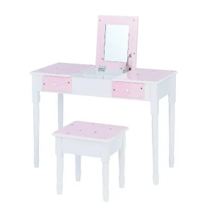 Oriental Trading Pretend Play*Fantasy Fields - Fashion Twinkle Star Prints Kate Play Vanity With Storage - Pink / White