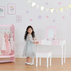 Oriental Trading Pretend Play*Fantasy Fields - Fashion Twinkle Star Prints Kate Play Vanity With Storage - Pink / White