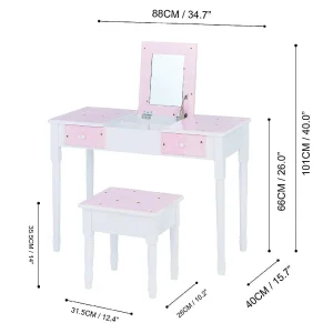 Oriental Trading Pretend Play*Fantasy Fields - Fashion Twinkle Star Prints Kate Play Vanity With Storage - Pink / White