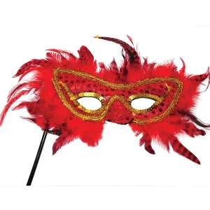 Feather Mask With Stick<Oriental Trading Store