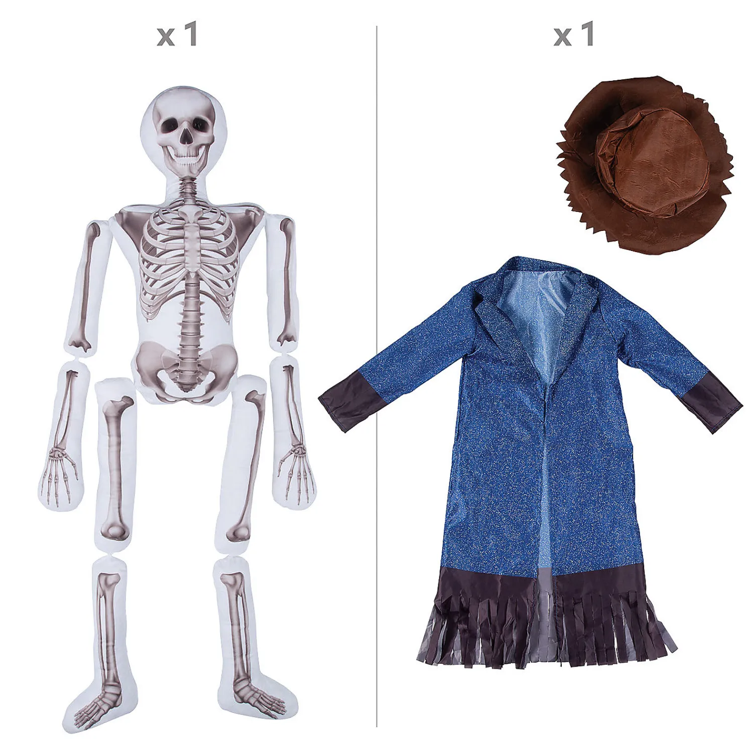 foot_skeleton_plush_scare_1.webp 5-Foot Skeleton Plush Scarecrow Outfit Kit - 3 Pc.<Oriental Trading Shop