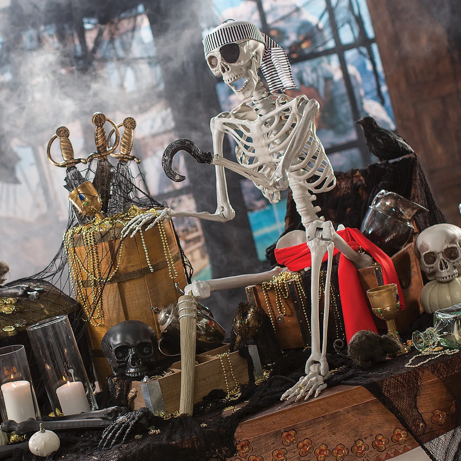 ft_posable_pirate_skelet_0.webp 5 Ft. Posable Pirate Skeleton Halloween Decoration<Oriental Trading Discount