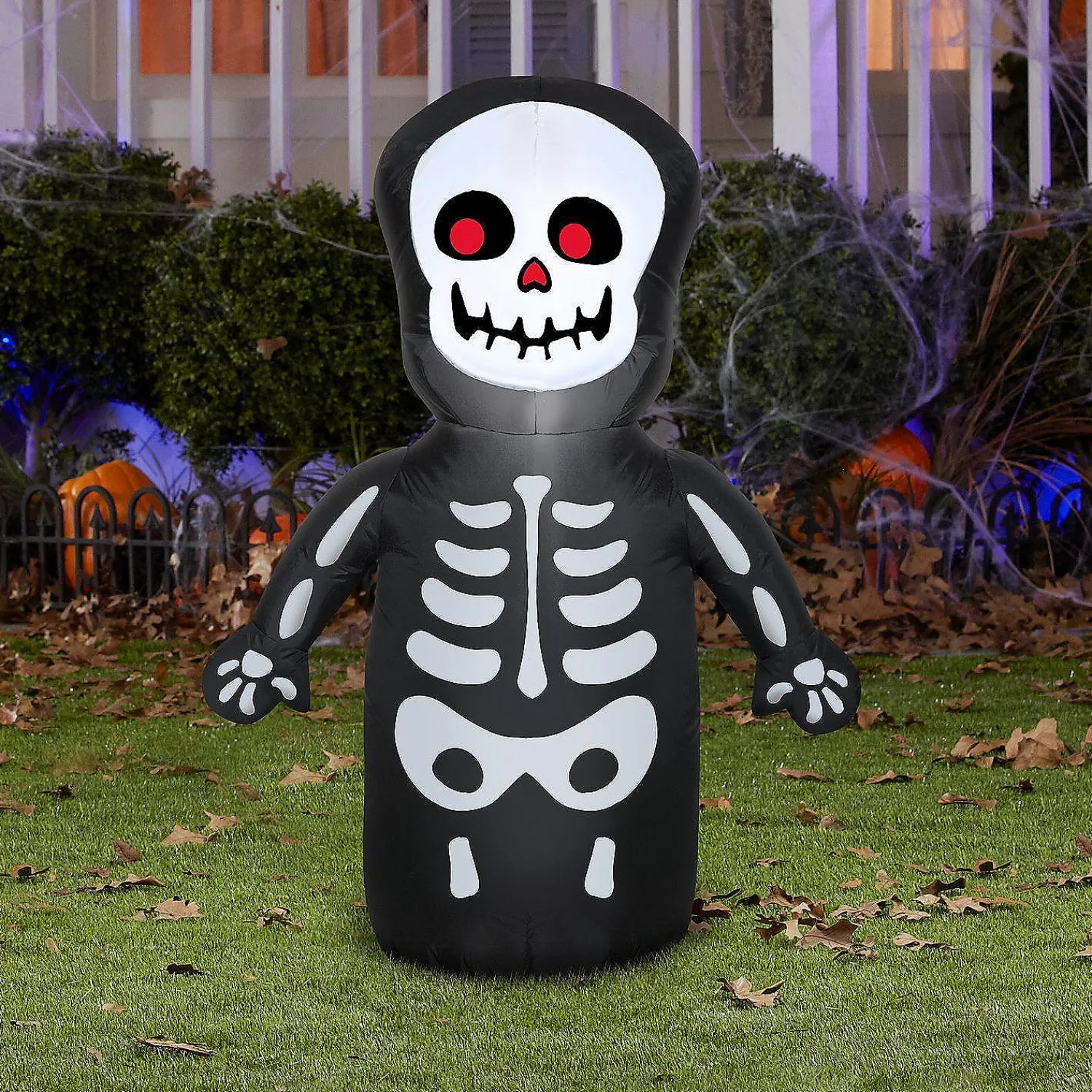gemmy_airblown_happy_skel_1.webp Gemmy Airblown Happy Skeleton 3.5 Ft Tall Multicolored<Oriental Trading Hot