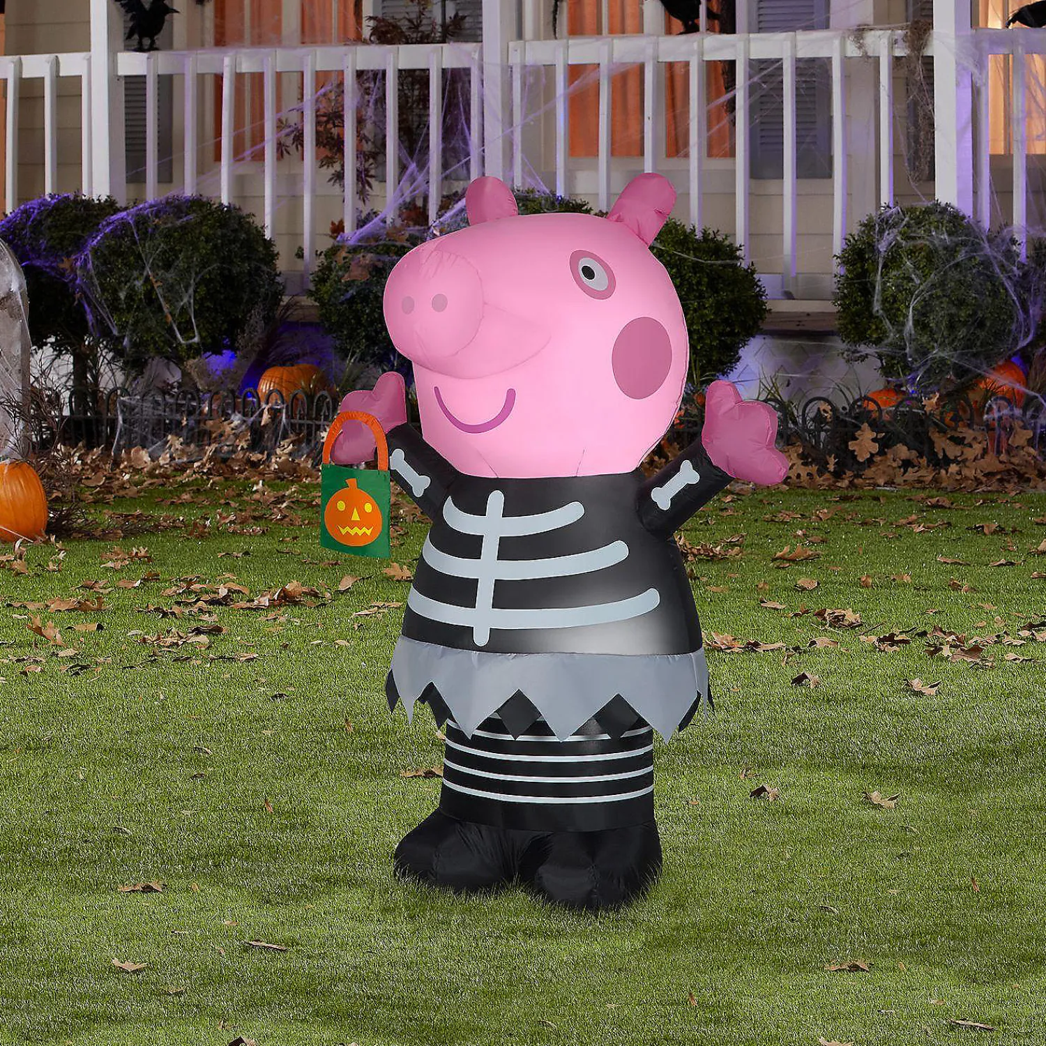 gemmy_airblown_inflatable_1.webp Gemmy Airblown Inflatable Peppa Pig In Skeleton Costume 4.5 Ft Tall Pink<Oriental Trading Best