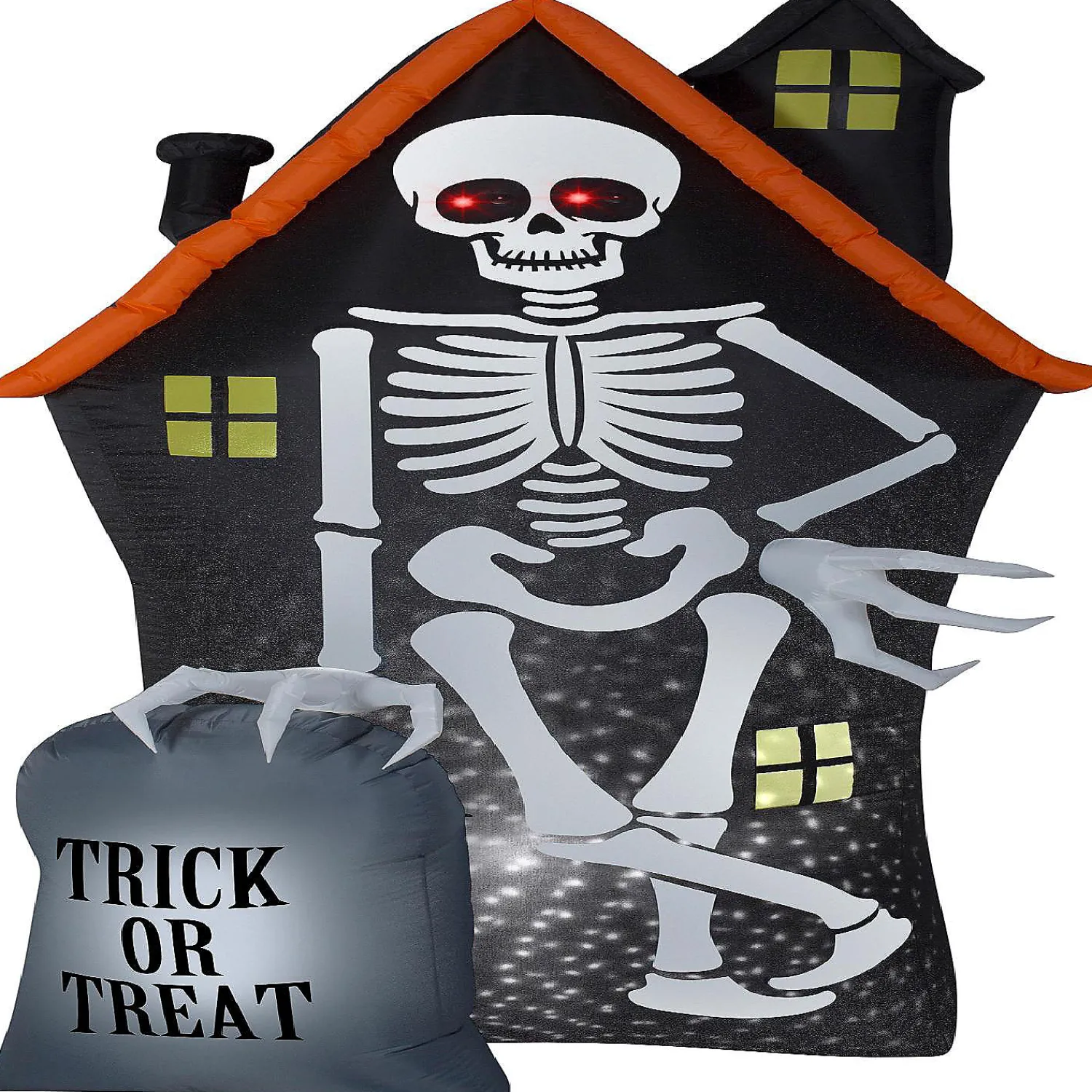 gemmy_projection_airblown_0.webp Gemmy Projection Airblown Starspinner Skeleton And Haunted House Tombstone Scene (White) 8 Ft Tall<Oriental Trading Store