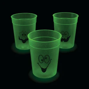 Glow-In-The-Dark Spooky Face Halloween Bpa-Free Plastic Cups - 12 Ct.<Oriental Trading Cheap