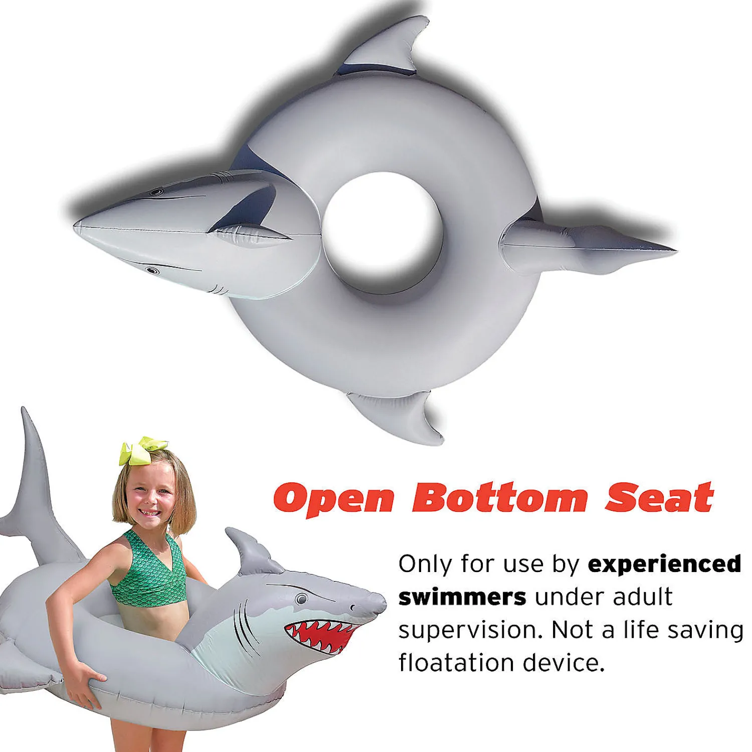 gofloats_great_white_bite_4.webp Gofloats 'Great White Bite' Jr Pool Float Party Tube<Oriental Trading Clearance