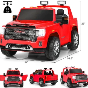 Oriental Trading Toy Cars*Goplus 12V 2-Seater Licensed Gmc Ride On Truck Rc Electric Car W/Storage Box Red