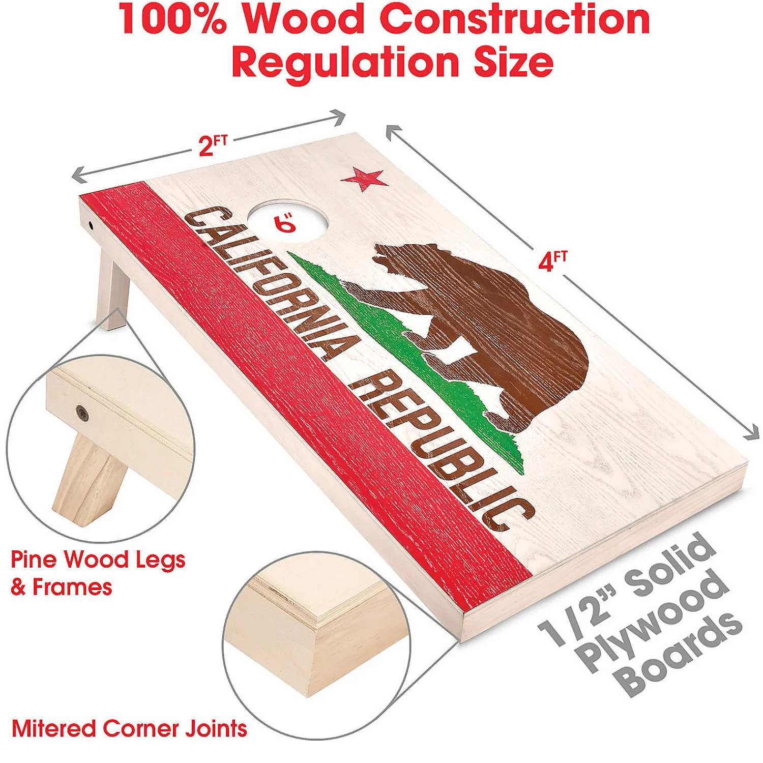 gosports_california_flag__3.webp Gosports California Flag Regulation Size Wooden Cornhole Set<Oriental Trading Cheap