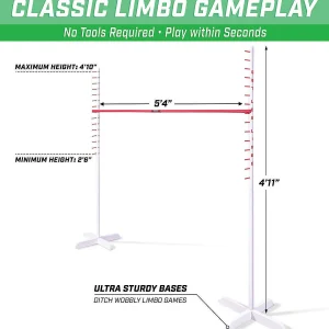 Gosports Get Low Limbo Premium Wooden Limbo Game, Sets Up In Seconds - Fun For Kids & Adults, White, Red<Oriental Trading Fashion