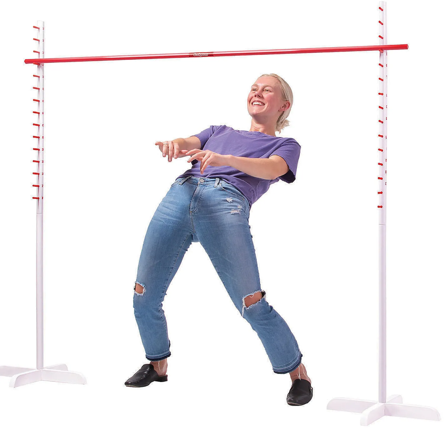 gosports_get_low_limbo_pr_4.webp Gosports Get Low Limbo Premium Wooden Limbo Game, Sets Up In Seconds - Fun For Kids & Adults, White, Red<Oriental Trading Fashion