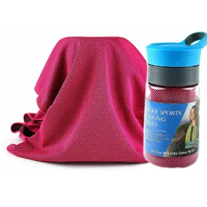 Grand Fusion 2Kool Sports Cooling Towel With 13.5 Oz. Tritan Water Bottle For Sports / Hot Pink<Oriental Trading Clearance