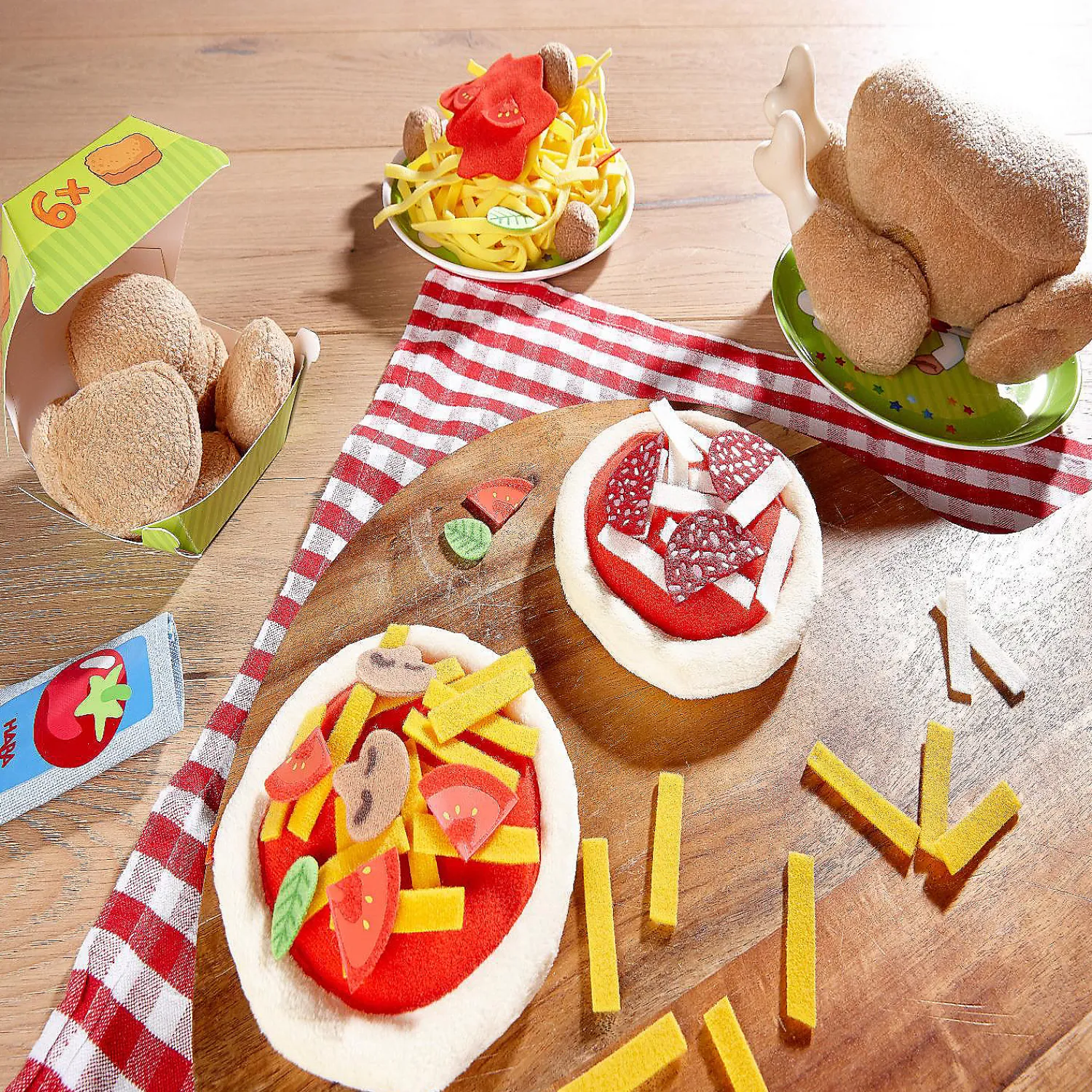 haba_biofino_mini_pizzas__2.webp Oriental Trading Play Sets*Haba Biofino Mini Pizzas - Two Small Pies With Loads Of Fabric Toppings - Perfect For Pretend Role Play