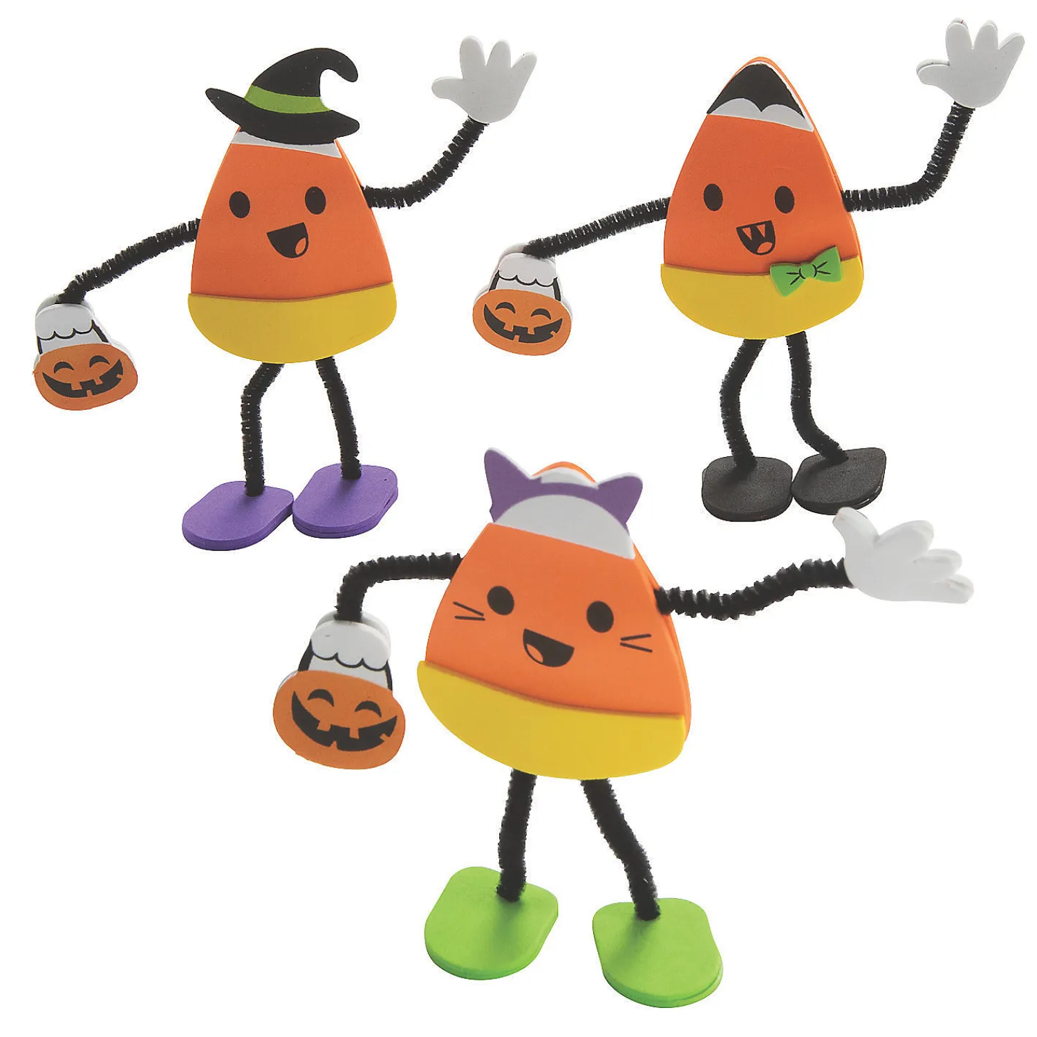 halloween_candy_corn_char_0.webp Halloween Candy Corn Characters In Costume Craft Kit - Makes 12<Oriental Trading Store