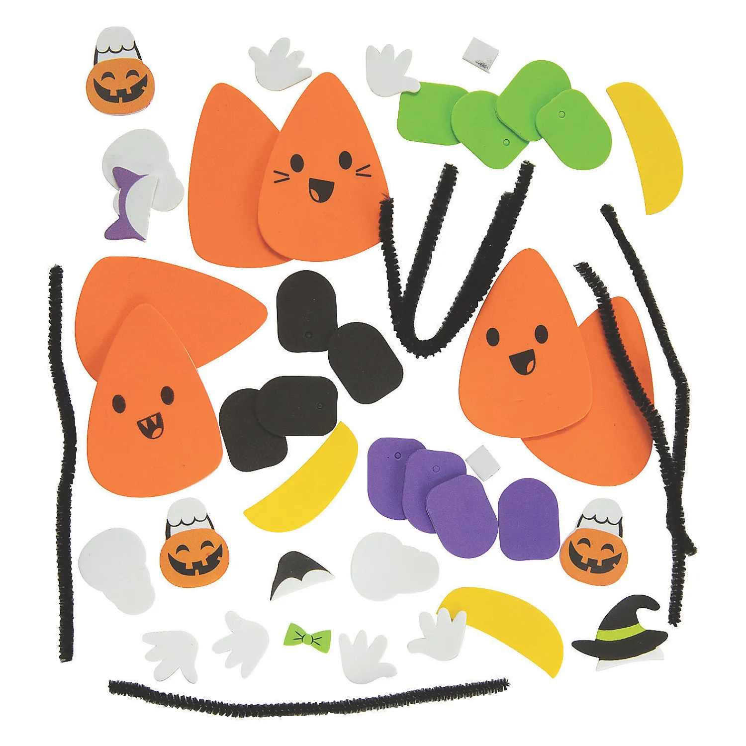 halloween_candy_corn_char_1.webp Halloween Candy Corn Characters In Costume Craft Kit - Makes 12<Oriental Trading Store