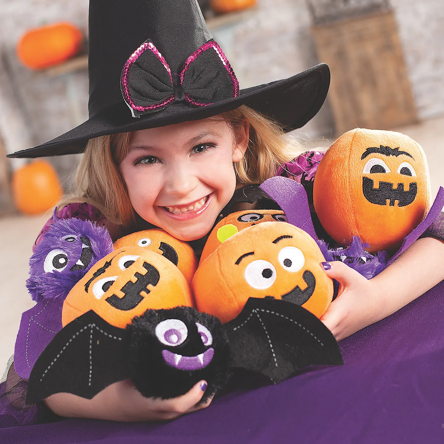 halloween_mini_round_stuf_1.webp Oriental Trading Stuffed Animals & Plush Toys*Halloween Mini Round Stuffed Pumpkins - 12 Pc.