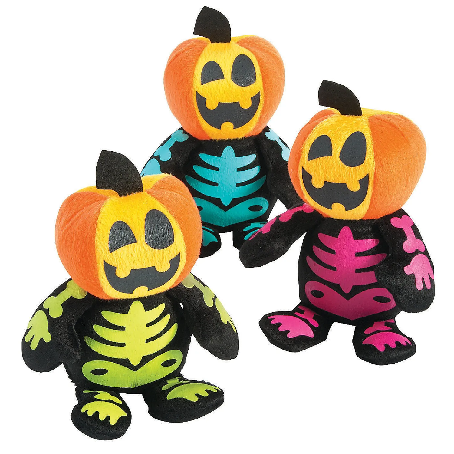 halloween_spookadelic_stu_0.webp Oriental Trading Stuffed Animals & Plush Toys*Halloween Spookadelic Stuffed Skeletons With Jack-O'-Lantern Head - 12 Pc.