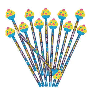 Oriental Trading Pencils*Happy Birthday Pencils With Cupcake Pencil Top Erasers - 12 Pc.