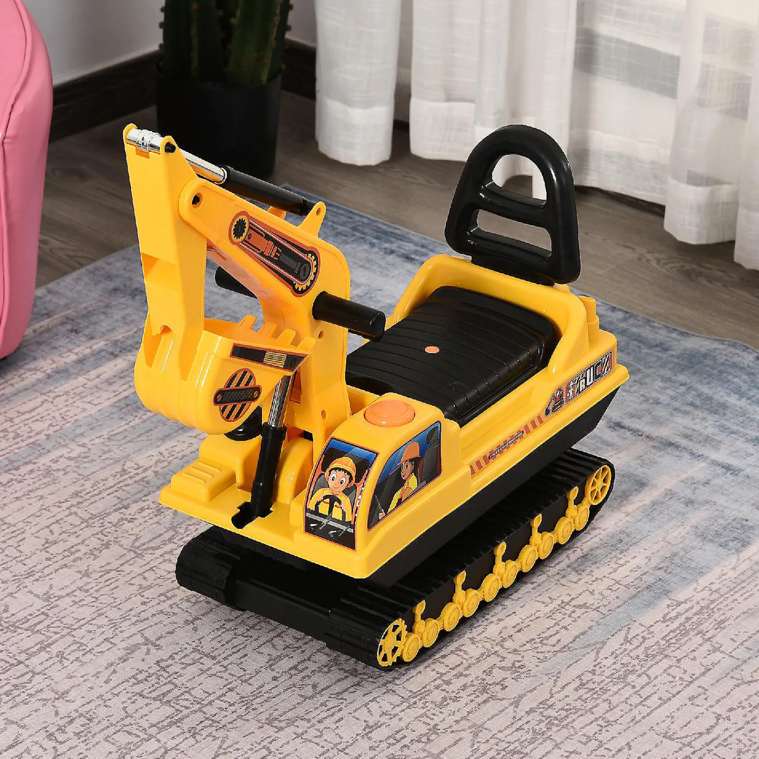 homcom_no_power_ride_on_e_1.webp Homcom No Power Ride On Excavator Construction Truck 3Yr+ Yellow<Oriental Trading Best Sale