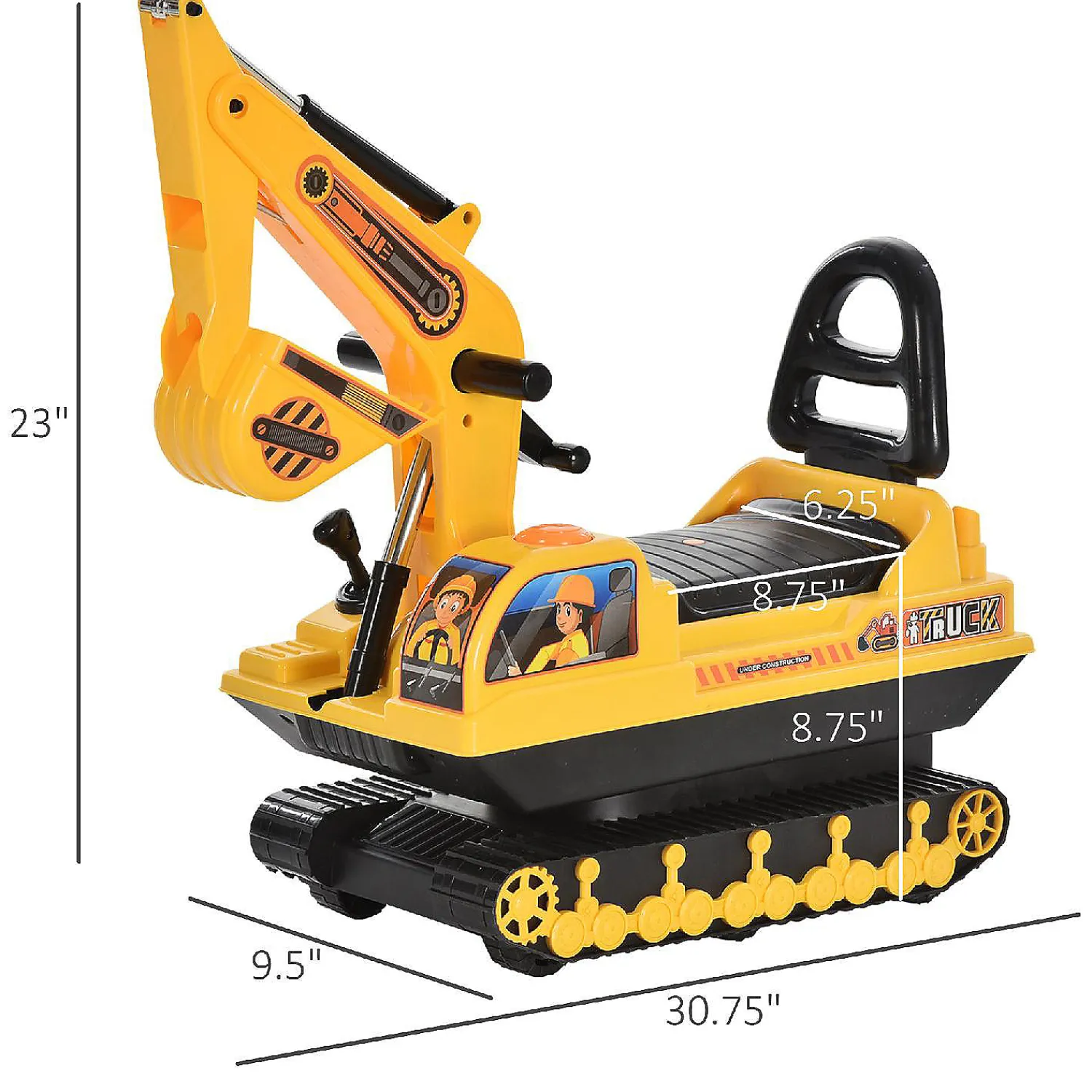 homcom_no_power_ride_on_e_2.webp Homcom No Power Ride On Excavator Construction Truck 3Yr+ Yellow<Oriental Trading Best Sale