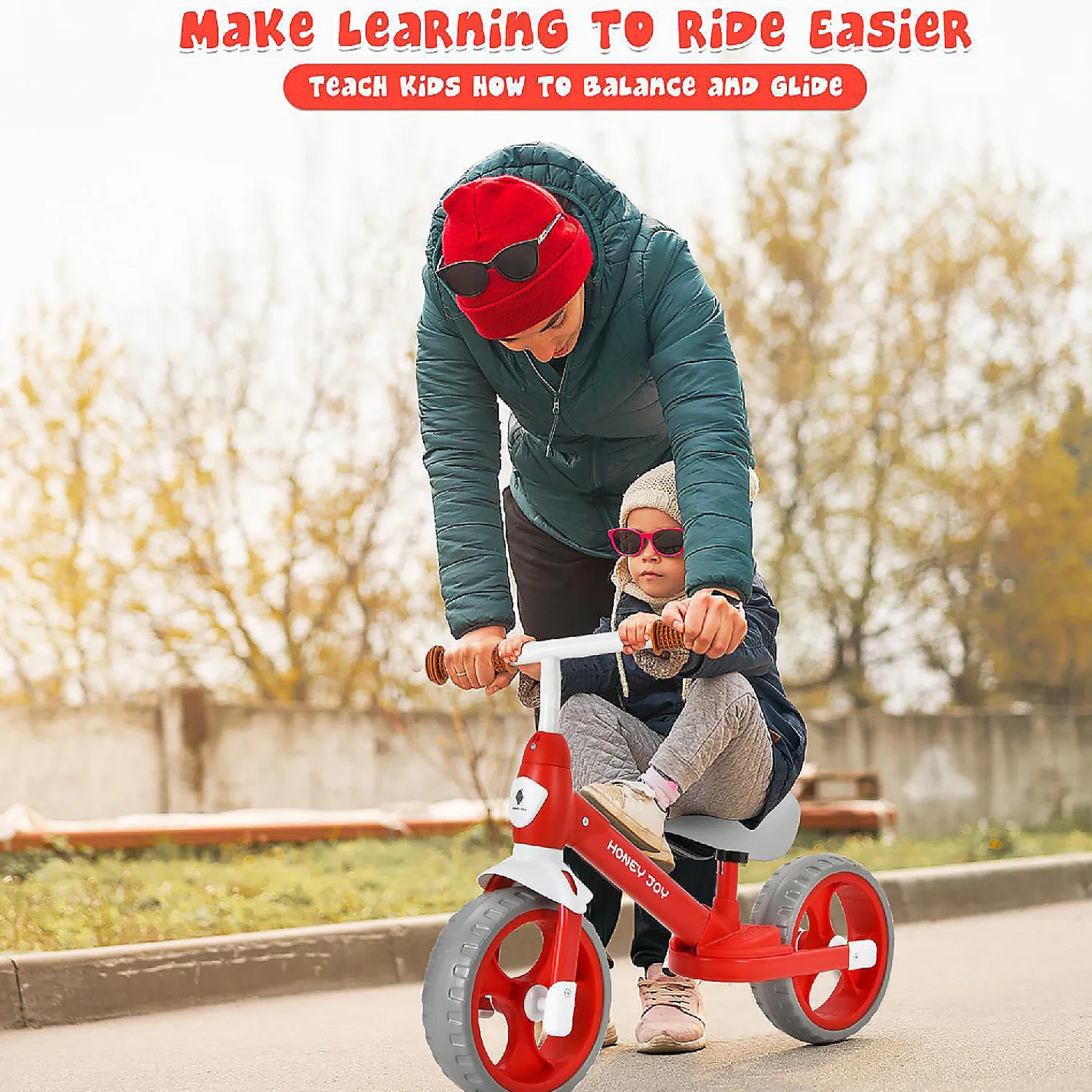 honey_joy_toddler_balance_2-1.webp Honey Joy Toddler Balance Bike W/ Feetrests For 2-5 Yr Red<Oriental Trading Clearance
