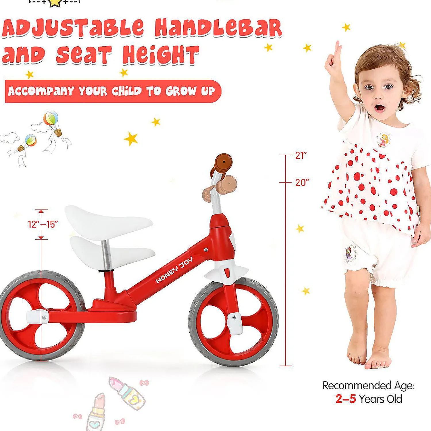 honey_joy_toddler_balance_3-1.webp Honey Joy Toddler Balance Bike W/ Feetrests For 2-5 Yr Red<Oriental Trading Clearance