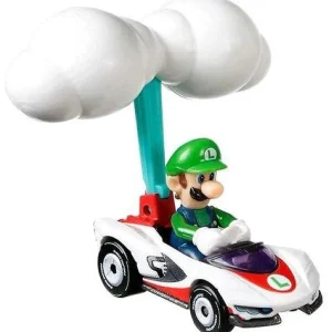 Oriental Trading Toy Cars*Hot Wheels Die-Cast Mario Kart Luigi In P-Wing Kart With Cloud Glider