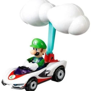 Oriental Trading Toy Cars*Hot Wheels Die-Cast Mario Kart Luigi In P-Wing Kart With Cloud Glider