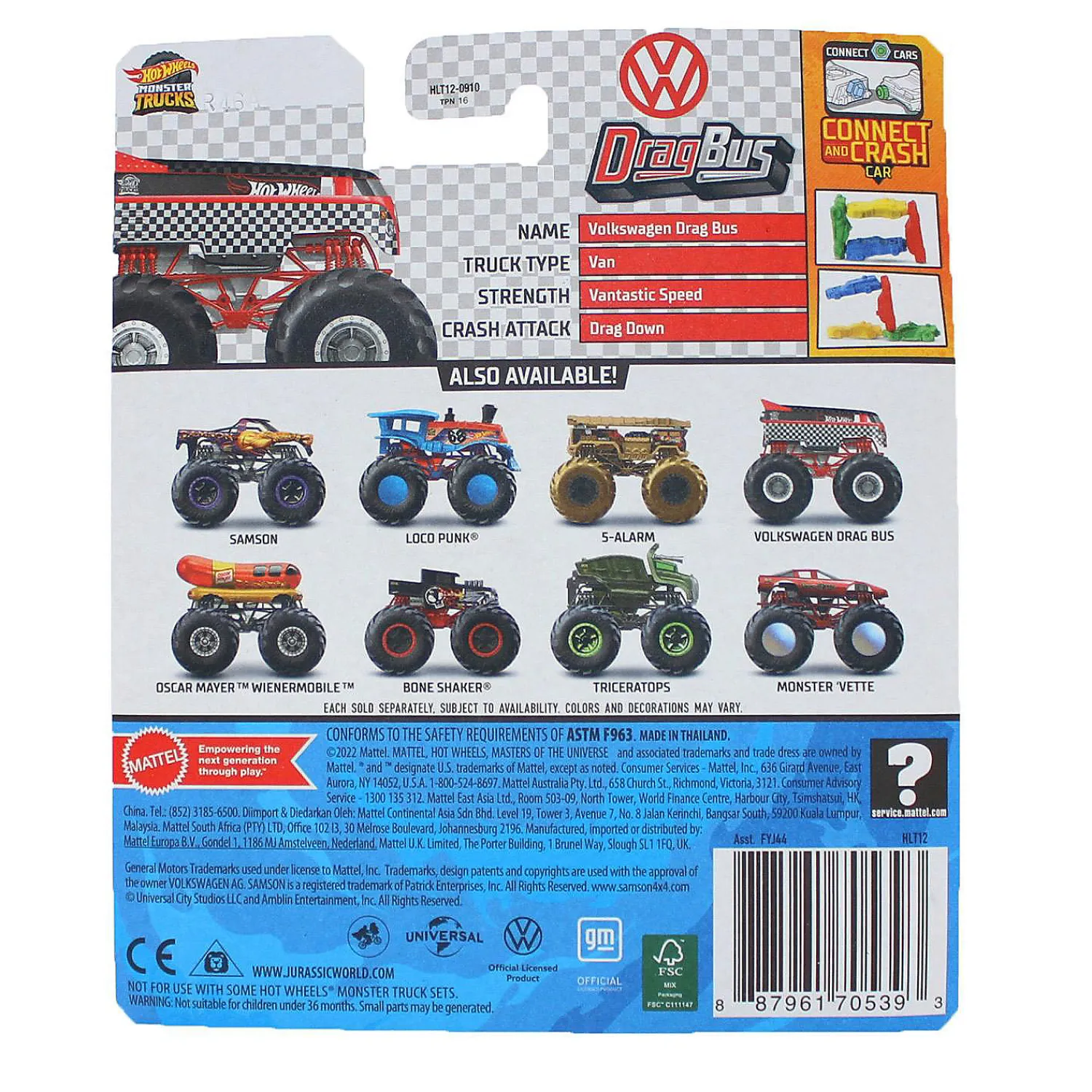 hot_wheels_monster_trucks_1.webp Oriental Trading Toy Cars*Hot Wheels Monster Trucks 1:64 Scale Dragbus Red, Includes Connect And Crash Car