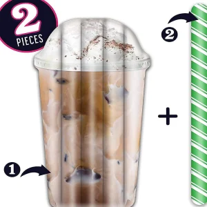 Iced Coffee Water Float & Noodle 2-In-1 Pool Blow Up Inflatable Raft Mighty Mojo<Oriental Trading Discount