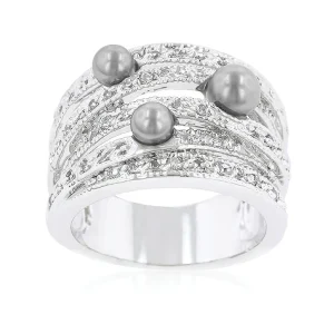 Oriental Trading Rings*J Goodin Gray Pearl Cocktail Ring Size 11
