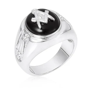 Oriental Trading Rings*J Goodin Silvertone Onyx Mens Ring - Size 12