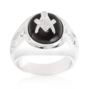 Oriental Trading Rings*J Goodin Silvertone Onyx Mens Ring - Size 12