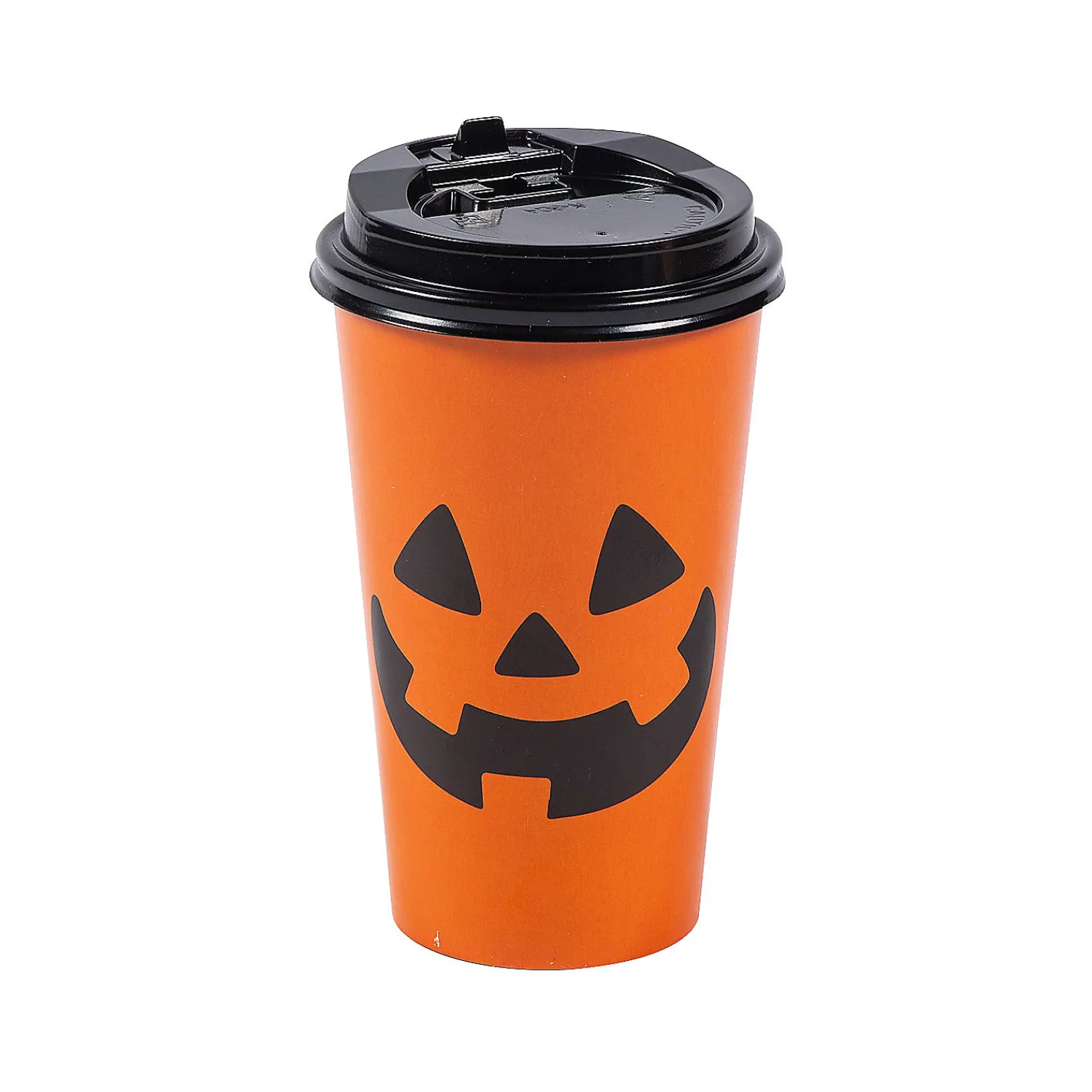 jackolantern_paper_coffee_0.webp Jack-O'-Lantern Paper Coffee Cups With Lids - 12 Pc.<Oriental Trading Hot