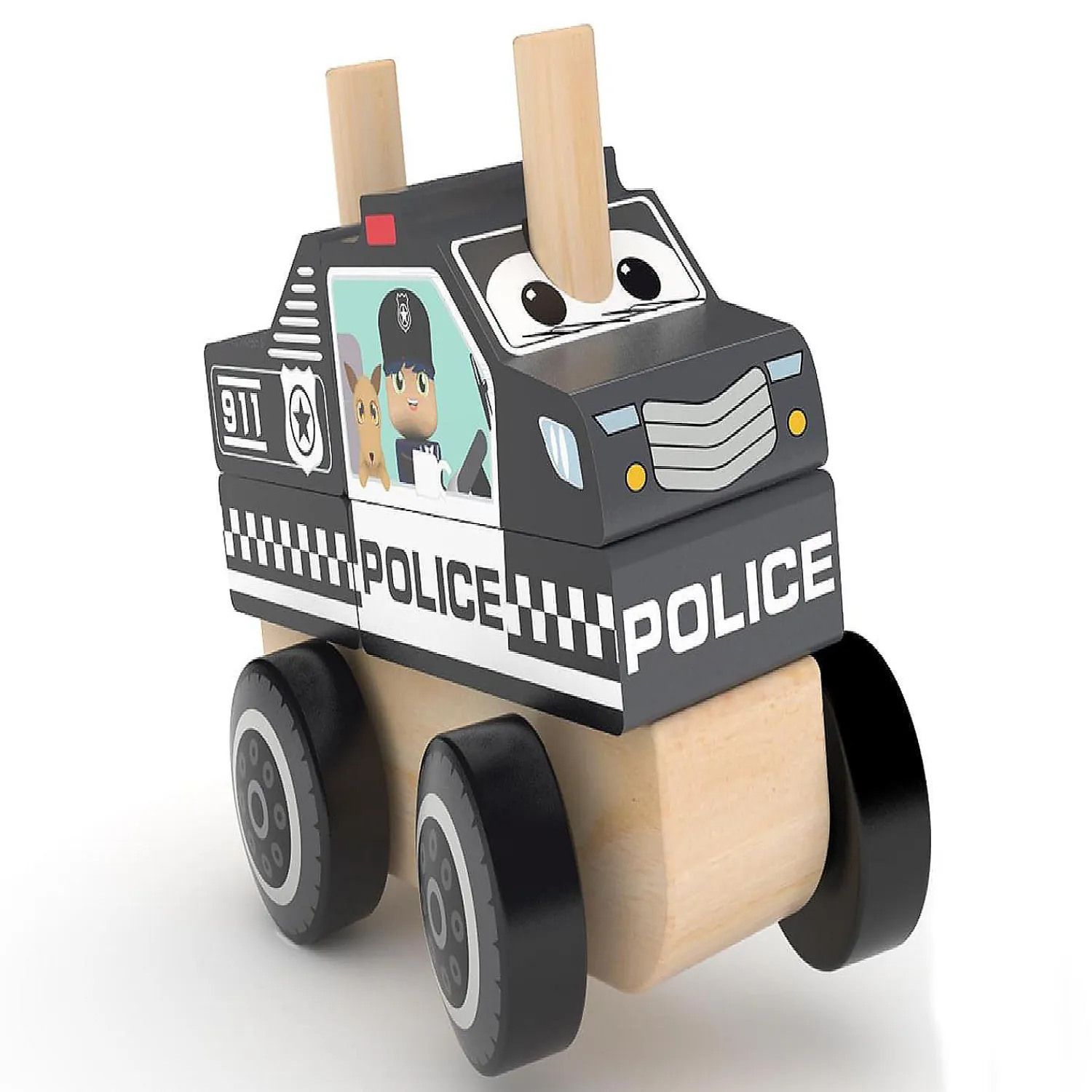 jadore_police_car_wooden__0.webp Oriental Trading Play Sets*J'Adore Police Car Wooden Stacking Toy