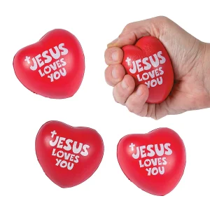 Oriental Trading Stress Balls & Toys*Jesus Loves You Heart Stress Toys - 12 Pc.