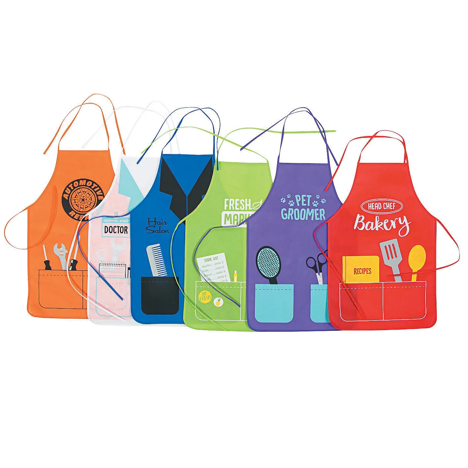 kids_career_printed_apron_0.webp Oriental Trading Pretend Play*Kid's Career Printed Aprons - 12 Pc.