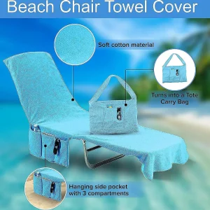 Kovot Chaise Lounge Beach Chair Towel Cover With Pockets Light Blue 84 X 26 Inches 2 Pack<Oriental Trading Discount