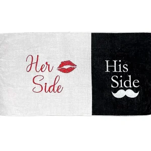 Kovot Her Side His Side Towel With Mustache And Red Lips. For Mr. And Mrs. Beach Or Bath, 30 Inch X 56 Inch<Oriental Trading Sale