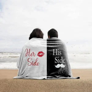 Kovot Her Side His Side Towel With Mustache And Red Lips. For Mr. And Mrs. Beach Or Bath, 30 Inch X 56 Inch<Oriental Trading Sale