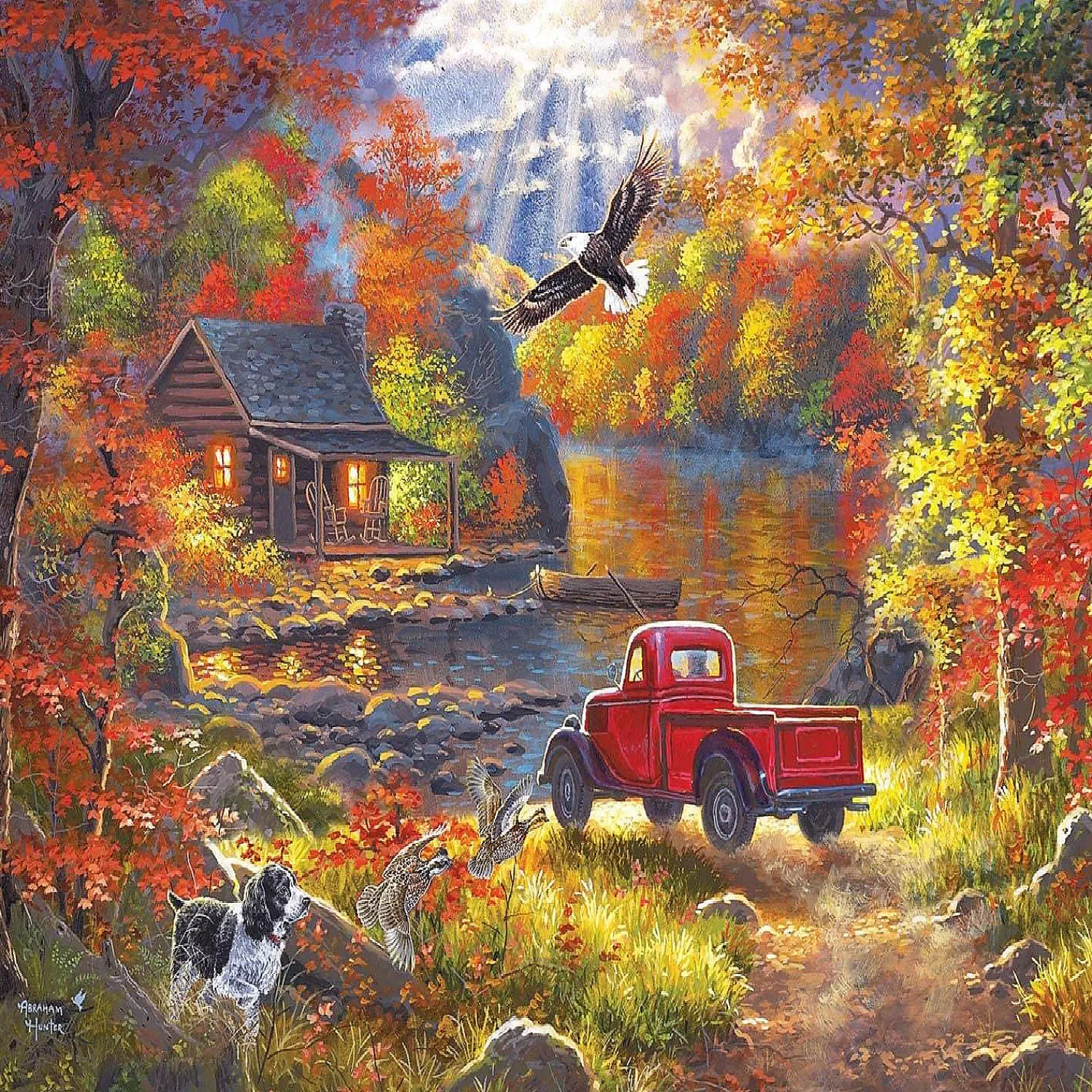 lake_cottage_by_abraham_h_1.webp Oriental Trading Puzzles*Lake Cottage By Abraham Hunter 1000 Piece Jigsaw Puzzle