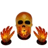 8.5" Lighted Orange Skull And Hands Outdoor Halloween Decoration - 4Ft Black Wire<Oriental Trading Sale