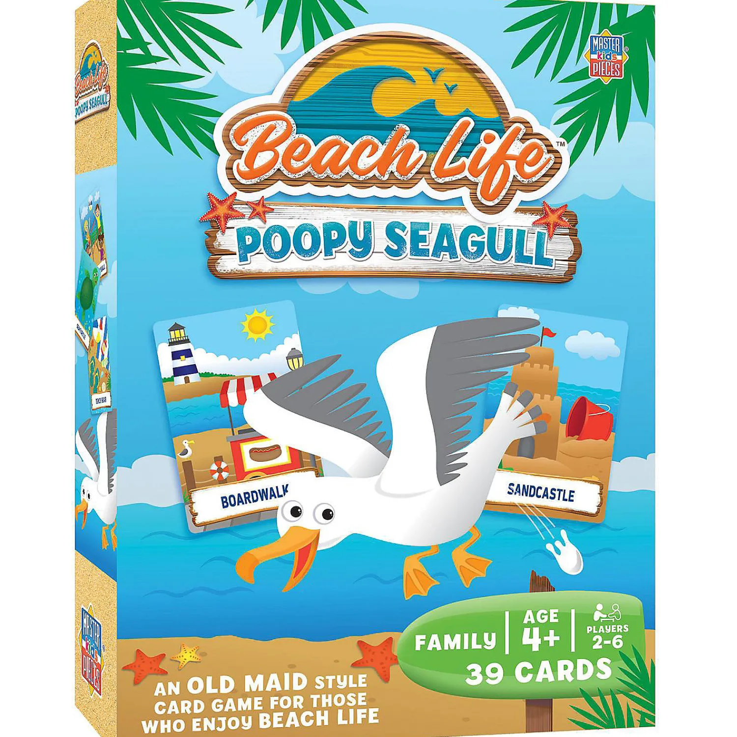 masterpieces_licensed_kid_1.webp Oriental Trading Playing Cards*Masterpieces Licensed Kids Games - Beach Life - Seagull Poop Card Game For Kids & Family