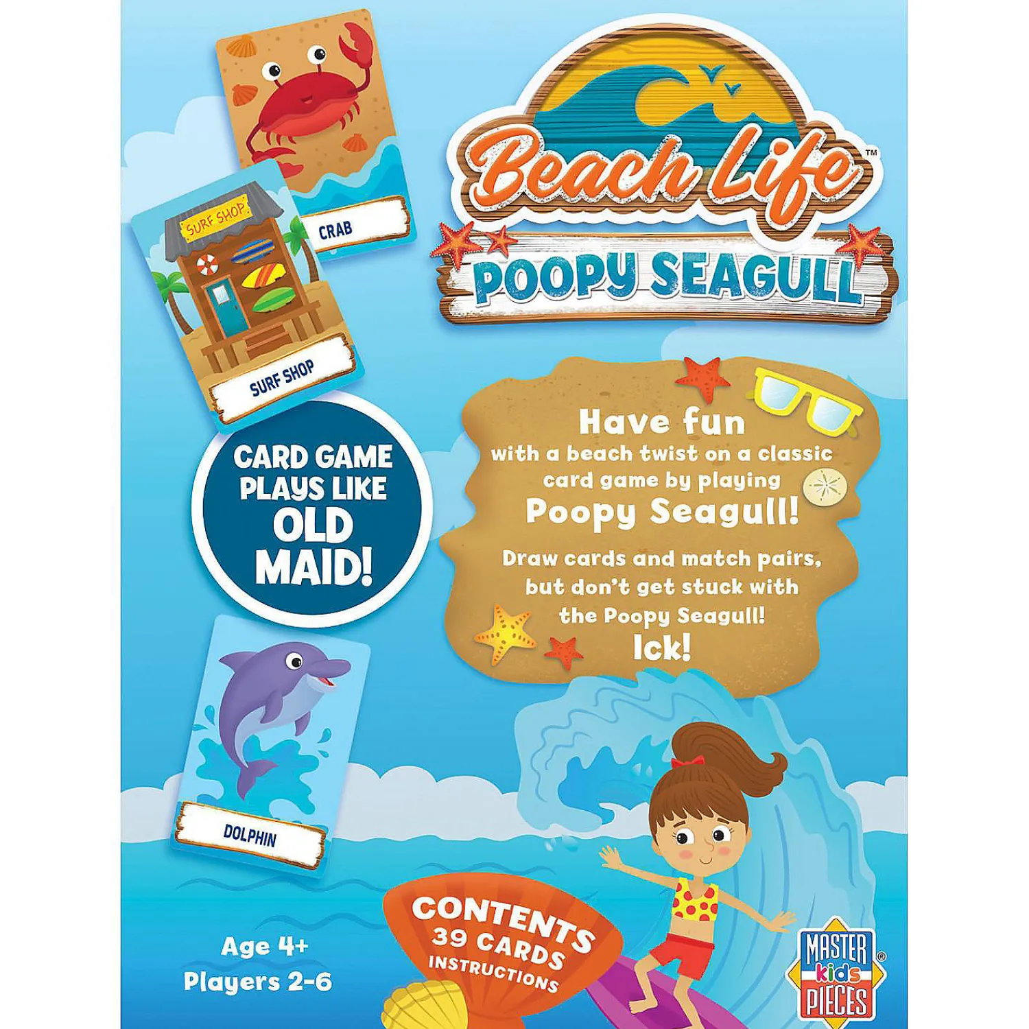 masterpieces_licensed_kid_3.webp Oriental Trading Playing Cards*Masterpieces Licensed Kids Games - Beach Life - Seagull Poop Card Game For Kids & Family