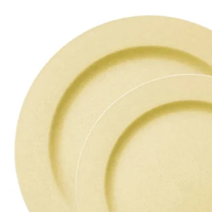 Matte Bright Yellow Round Disposable Plastic Dinnerware Value Set (40 Dinner Plates + 40 Salad Plates)<Oriental Trading Fashion
