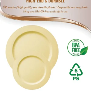Matte Bright Yellow Round Disposable Plastic Dinnerware Value Set (40 Dinner Plates + 40 Salad Plates)<Oriental Trading Fashion