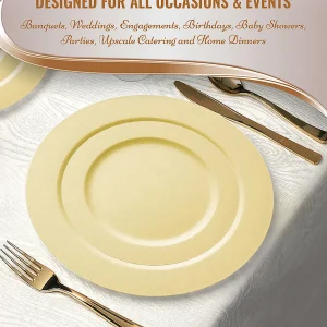 Matte Bright Yellow Round Disposable Plastic Dinnerware Value Set (40 Dinner Plates + 40 Salad Plates)<Oriental Trading Fashion